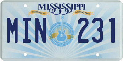 MS license plate MIN231