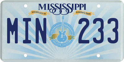 MS license plate MIN233