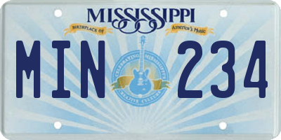 MS license plate MIN234
