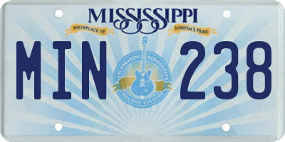 MS license plate MIN238