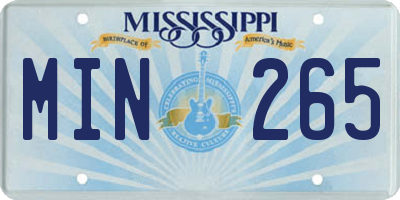 MS license plate MIN265