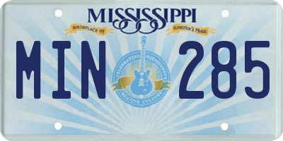MS license plate MIN285