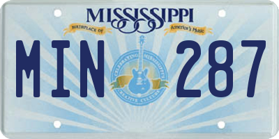 MS license plate MIN287