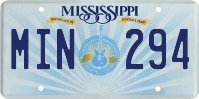 MS license plate MIN294