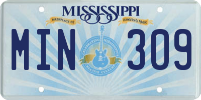 MS license plate MIN309