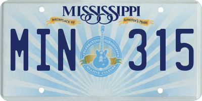 MS license plate MIN315