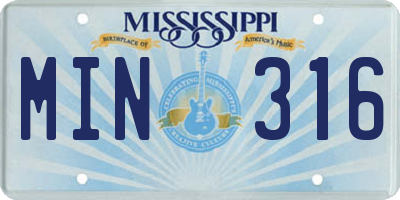 MS license plate MIN316