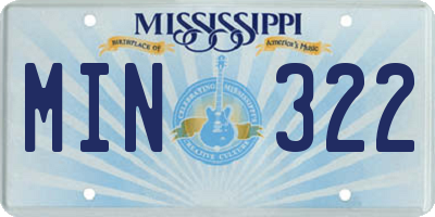 MS license plate MIN322