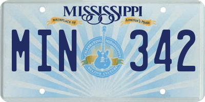 MS license plate MIN342