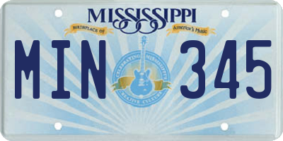 MS license plate MIN345