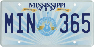 MS license plate MIN365