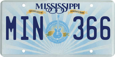 MS license plate MIN366