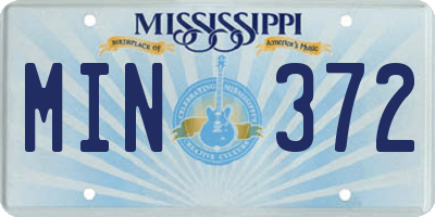 MS license plate MIN372