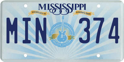 MS license plate MIN374