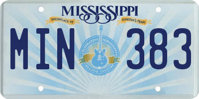 MS license plate MIN383