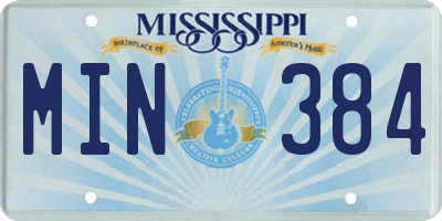MS license plate MIN384