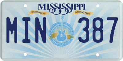 MS license plate MIN387