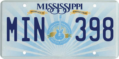 MS license plate MIN398