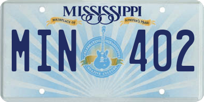 MS license plate MIN402