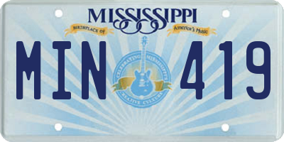 MS license plate MIN419