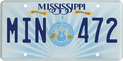 MS license plate MIN472