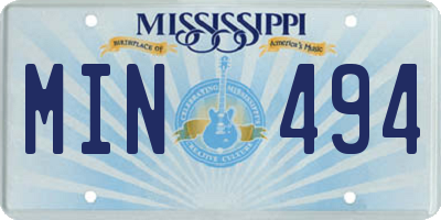 MS license plate MIN494