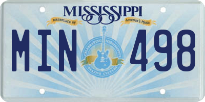 MS license plate MIN498