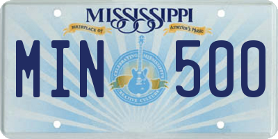 MS license plate MIN500
