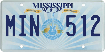 MS license plate MIN512