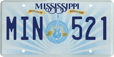 MS license plate MIN521