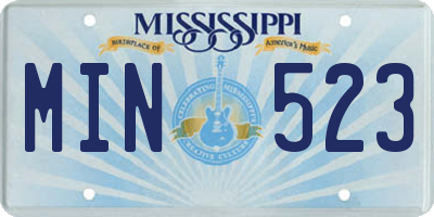 MS license plate MIN523