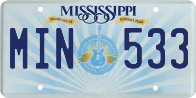 MS license plate MIN533