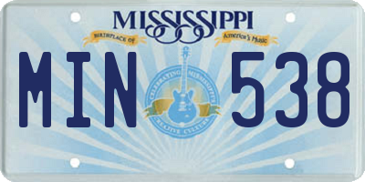 MS license plate MIN538