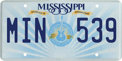 MS license plate MIN539