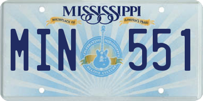 MS license plate MIN551