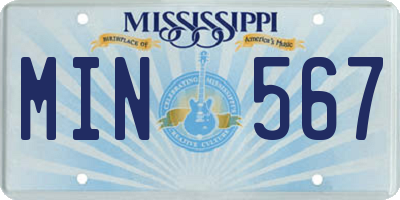 MS license plate MIN567