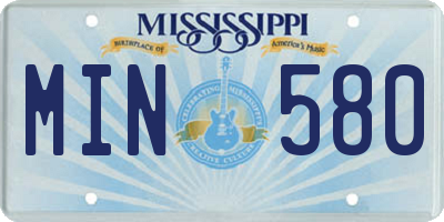 MS license plate MIN580