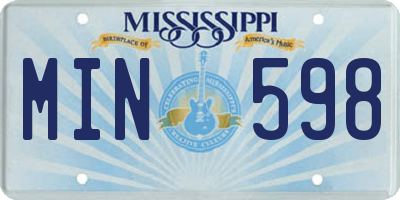 MS license plate MIN598