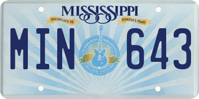 MS license plate MIN643