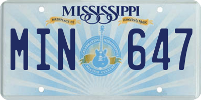 MS license plate MIN647
