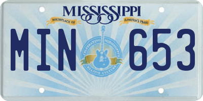MS license plate MIN653