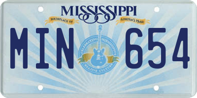 MS license plate MIN654