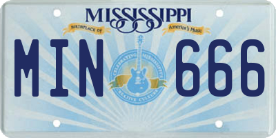 MS license plate MIN666