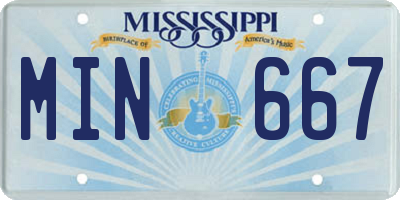 MS license plate MIN667
