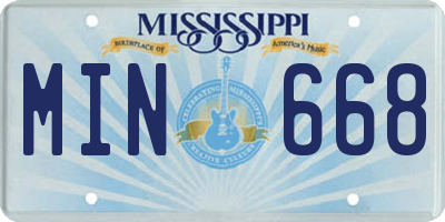 MS license plate MIN668