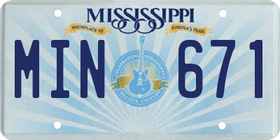 MS license plate MIN671