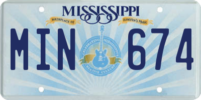 MS license plate MIN674
