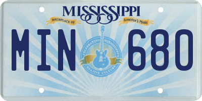 MS license plate MIN680
