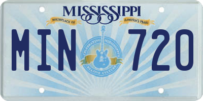 MS license plate MIN720