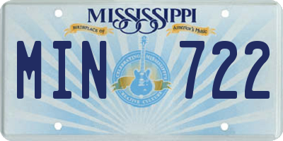MS license plate MIN722